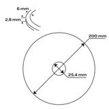 Tarcza diamentowa 200 x 25.4 mm, turbo
