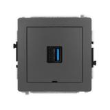 DECO Mechanizm gniazda pojedynczego USB A-A 3.0, bez pola opisowego grafitowy mat