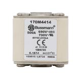 FUSE 500A 690V 1BN/50 AR UC Wkładka szybka 500A AC 690V rozmiar 1 53x69x51 mm aR IEC UL w 170M4414 E