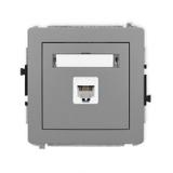 DECO Mechanizm gniazda telefonicznego pojedynczego 1xRJ11, 4-stykowy, beznarzędziowe szary mat
