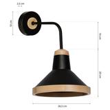 MILAGRO Kinkiet SALMA BLACK / WOOD 1xE27 60W