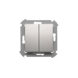 Simon 54 Łącznik schodowy podwójny z podświetleniem bez piktogramu 10A 250V zaciski śrubowe srebrny mat DW6/2L.01/X/43 KONTAKT