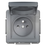 Asfora, gniazdo 2P+PE, IP44, do systemu ramkowego, stal