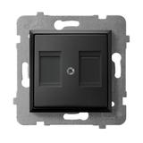 ARIA Obudowa gniazda podwójnego z przesłoną typu Keystone prosta - kolor czarny metalik