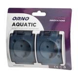 Gniazdo podwójne 2x2P+Z Schuko AQUATIC IP44 biały dymiony OR-OE-7106(GS)/WT ORNO