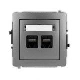 DECO Mechanizm gniazda komputerowego podwójnego 2xRJ45, kat. 6A, 8-stykowy grafitowy