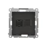 Simon 55 Gniazdo komputerowe pojedyncze RJ45 kategoria 6 z przesłoną przeciwkurzową Czarny mat