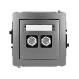 DECO Mechanizm gniazda antenowego podwójnego typu F (SAT) niklowany grafitowy