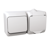 Cedar Plus, zestaw łącznik + gniazdo, IP44, biały