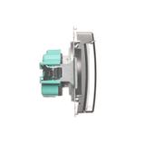 Simon Basic Gniazdo wtyczkowe z uziemieniem z przesł. torów prądowych bryzgoszczelne IP44 16A 250V zaciski śrubowe klapka transp. stal inox BMGZ1BZ.01/21A BMGZ1Bz.01/21a KONTAKT