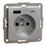 Gn.2P+PE z USB A+C 3A(z.bezgw.),srebr.al SDD113072 Schneider