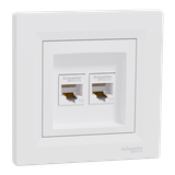 Asfora gniazdo podwójne komputerowe internetowe 2x RJ45 kat.5e UTP biały EPH4400121 SCHNEIDER