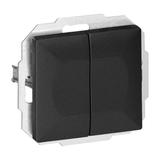 Łącznik podtynkowy schodowy podwójny Pearl, 10A, 250V, WP-2/5P, czarny