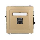 DECO Mechanizm gniazda komputerowego pojedynczego 1xRJ45, kat. 8, ekranowany, 8-stykowy złoty metali