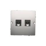 Simon Basic Gniazdo telefoniczne RJ11 podwójne Montaż gniazda na wkręty do puszki srebrny mat