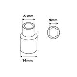 Nasadka sześciokątna 1/2", 9 mm