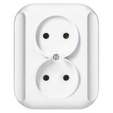 Gniazdo podwójne podtynkowe 2x2p 16A, 250V, TOPAZ, biały