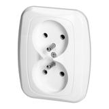 Gniazdo podwójne podtynkowe 2x2p+Z 16A, 250V, ATUT, biały