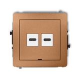 DECO Mechanizm ładowarki USB podwójnej 2xUSB C, 20W max., bez pola opisowego złoty metalik