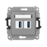 MINI Gniazdo podwójne 2xUSB A-A 3.0 szary mat 27MGUSB-6 KARLIK
