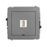 DECO Mechanizm ładowarki USB pojedynczej USB A, 5W max., 5V, 1A, bez pola opisowego szary mat