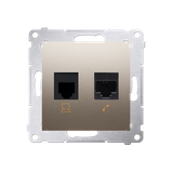 Simon 54 Gniazdo komputerowe RJ45 kategoria 5e + telefoniczne RJ12 złoty mat D5T.01/44 KONTAKT