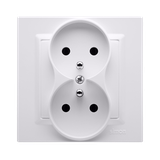 Simon 10 Gniazdo z/u podwójne monoblok 16A z. śrub. biały *Kompletne - nie do ramek