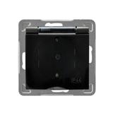 IMPRESJA Gniazdo bryzgoszczelne z uziemieniem schuko IP-44 wieczko przezroczyste - kolor antracyt