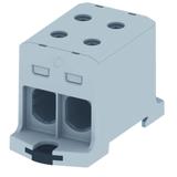 VC05-0031 ,  Złączka szynowa gwintowa rozgałęźna AL, CU, 25-150mm2, TS 35, 1 tor, 4 otw. zaciskowe,