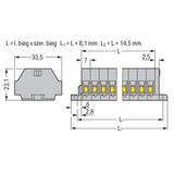 listwa zaciskowa 2-przewodowa 4 mm2 7-torowa szara mocowanie śrubowe /100szt./ WAGO