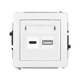 DECO Ładowarka USB podwójna USB C + USB A, 20W max. biały mat 25DCUSB-8 KARLIK