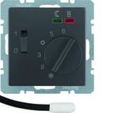 BERKER Q.x Regulator temperatury podłogi z stykiem zwiernym elementem centralnym LED antracyt aksami