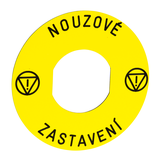 Harmony XB5 Okrągła etykieta, NOUZOVE ZASTAVENI, 30 mm, 60 mm, Żółte tło