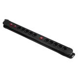 Listwa zasilająca 10 gniazd kabel 3x1,5mm2 długość 1,5m 2xWyłącznik podświetlany dwutorowy PS-3/B/1,