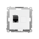Simon 55 Gniazdo komputerowe pojedyncze RJ45 kategoria 6 z przesłoną przeciwkurzową Biały mat