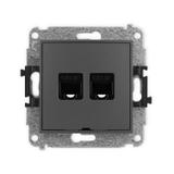 ICON Mechanizm gniazda komputerowego podwójnego 2xRJ45, kat. 5e, 8-stykowy, bez pola opisowego grafi