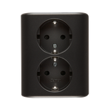 Simon 54 Gniazdo podwójne Schuko p/t z przesłonami wersja skandynawska 16A szybkozłączka antracyt