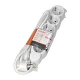 Przedłużacz 5-krotny 2P+Z (Schuko), 1,5m H05VV-F 3x1,5mm2, Imax=16A, płaska wtyczka, biały ES-6(GS)/W/1,5 ORNO