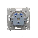 Simon 54 Gniazdo DATA z kluczem uprawniającym 16A z. śrub. srebrny mat