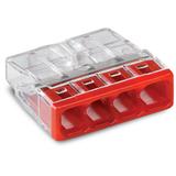 Szybkozłączka 4x 0,5-2,5mm2 transparentna/czerwona /100szt./ 2273-204 WAGO