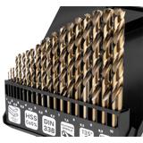 Wiertła do metalu HSS-CNC, 124°, "Pro-Tec", 1.0-10.0 mm, zestaw 19 szt.