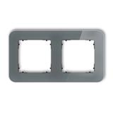 ICON Ramka uniwersalna podwójna zaokrąglona - efekt szkła (ramka: grafitowa; spód: czarny) grafitowy