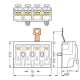złączka zasilająca 4-biegunowa ze stopkami z stykiem PE