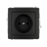 DECO Mechanizm gniazda pojedynczego bez uziemienia 2P (przesłony torów prądowych) czarny mat