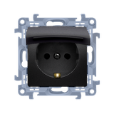 Simon 10 Gniazdo Schuko IP44 z uszczelką - klapka w kol. pokrywy 16A z. śrub. czarny