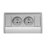 Gniazdo meblowe 2x2P+Z, szaro-srebrne