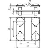 Zacisk krzyżowy St/tZn f. Rd 8-10/płask. 30 mm, płask. 30/30 mm bez przekładki