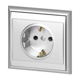 Gniazdo pojedyncze podtynkowe 2P+Z, Schuko Luna, 16A, 250V, PT-17L, srebrny
