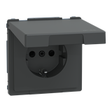 SCHUKO gniazdko elektryczne, w. hng.lid, IP44, zamknięty., screwl. term., anthracite, Sys. Des.