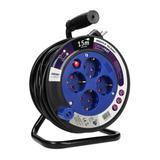Przedłużacz bębnowy MINI, 4 gniazda 2P+Z (Schuko), metalowy stojak, polwinit H05VV-F 3x1.5mm2 - 15m OR-AE-13171(GS)/15M ORNO